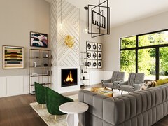 New Build Bold and Eclectic Home Interior Design Rendering thumb