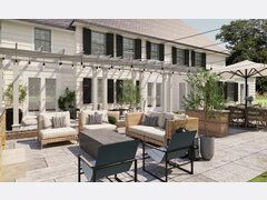 Bluestone Patio with Fireplace & Covered Porch Rendering thumb
