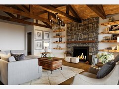 Rustic Vaulted Wood Ceiling Home Interior Design Rendering thumb
