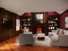 拱形天花板乡村客厅设计呈现的拇指