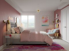 Colorful Eclectic Girl Bedroom Interior Design Rendering thumb