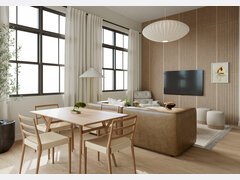 Modern Organic Living and Dining Room Design Rendering thumb