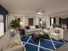 Transitional Combined Living/Dining With Blue Accents Rendering thumb