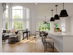 Black and White Living and Dining Room Design Rendering thumb