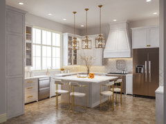 Elegant and Light Kitchen Design Rendering thumb