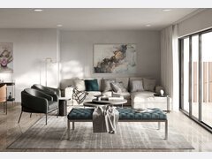 Classy Interior Design With Blue Accent Pieces Rendering thumb