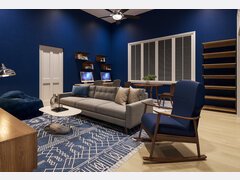 Living room and Play Room With Blue Accents Rendering thumb