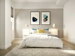 Minimalist Bedroom with Home Office Design Rendering thumb