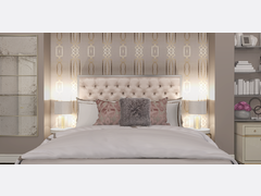 Elegant Gold Accented Bedroom Transformation Rendering thumb