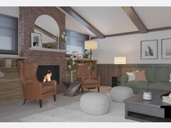Elegant Rustic Living & Dining Room Design Rendering thumb