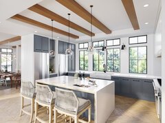 Blue & White Kitchen & Rustic Home Design Rendering thumb