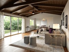 Open Rustic Modern Living Room Design Rendering thumb