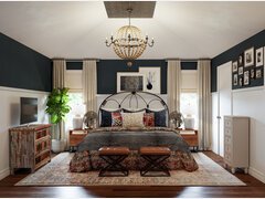 Warm & Colorful Boho Bedroom Interior Design Rendering thumb