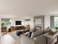 Modern Open Concept Living Room Design Rendering thumb