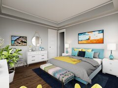Contemporary Bedroom Design with Pops of Color Rendering thumb