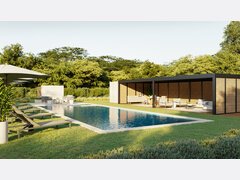 Modern Pergola Patio with Swimming Pool Rendering thumb