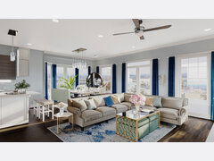 Bright Living And Dining Room With Transitional Decor Rendering thumb