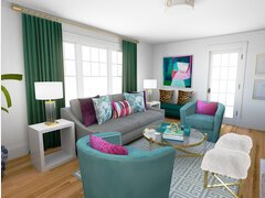 Glam Colourful Living Room Transformation Rendering thumb