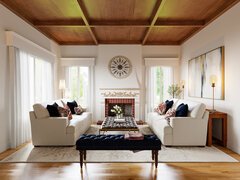 Wooden Ceiling Mediterranean Living Room Design Rendering thumb