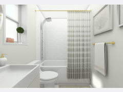Modern and Sleek White Bathroom Design Rendering thumb