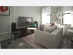 女性的客厅/卧室呈现拇指