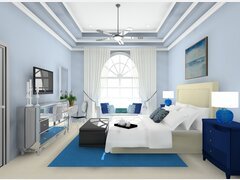 Glamorous & Calming Blue Bedroom Rendering thumb