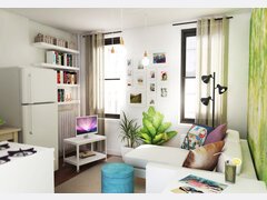 Cozy and Eclectic Dorm Room Design Rendering thumb