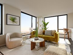 Warm & Cozy Feminine Living Room Decor Rendering thumb