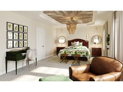 Transitional and Tropical Style Master Bedroom Rendering thumb