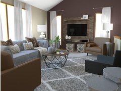 Transitional Living Room in Brown and Grey Rendering thumb