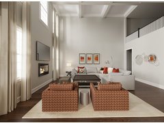 Red Accented Minimalist Living & Dining Design Rendering thumb
