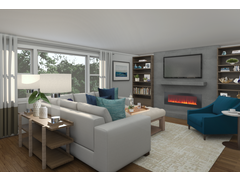 Contemporary White Balanced Living/Dining Area Rendering thumb