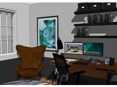 Masculine modern home office Rendering thumb