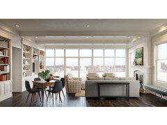 明亮的过渡用壁炉呈现拇指家居设计