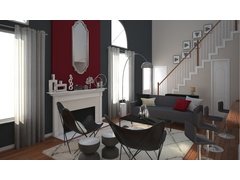 Contemporary Glam Living Room Interior Design Rendering thumb
