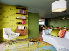 Warm & Colorful Eclectic Condo Interior Design Rendering thumb