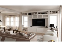 White and Neutral Living Room Design Rendering thumb