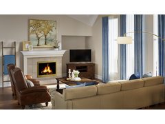Neutral Transitional Living/Dining Room Design With Blue Accents Rendering thumb