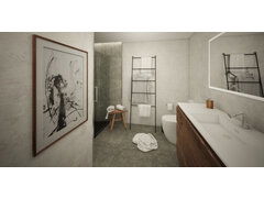 当代最小的浴室呈现拇指