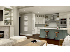 Stylish Eclectic Living Room and Kitchen Design Rendering thumb