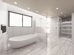 Sleek High End Bathroom Interior Design Rendering thumb