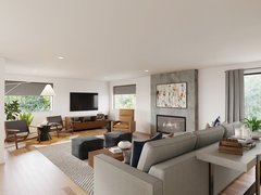 Modern Open Concept Living Room Design Rendering thumb