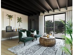 Calm Eclectic Lake House Interior Design Rendering thumb