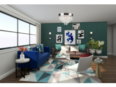 Colorful Eccentric Apartment Living Room Rendering thumb
