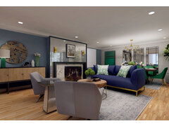 Elegant Open Living + Serene Bedroom Design Rendering thumb