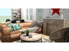 Bohemian Living Room Interior Design Rendering thumb