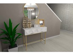 Gold Accented Living and Dining Design Rendering thumb