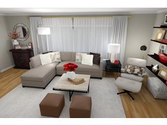Warm, Transitional Living Room Rendering thumb