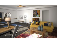 Bright & Colorful Home Office Yoga Room Rendering thumb