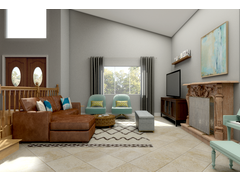 Eclectic and Cozy Living Room Transformation Rendering thumb